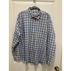 Peter Millar Shirt XXL Men's Plaid Button Up Long Sleeve Blue White Red